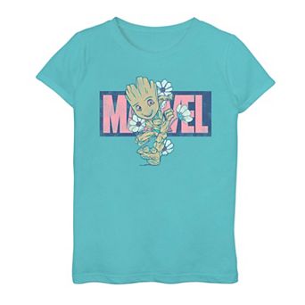 Plus Size Girls 8-20 Marvel Guardians Of The Galaxy Groot Running Floral Graphic Tee