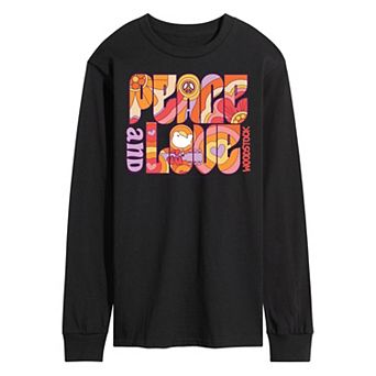 Men's Woodstock Peace And Love Long Sleeve Graphic Tee