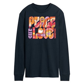 Men's Woodstock Peace And Love Long Sleeve Graphic Tee