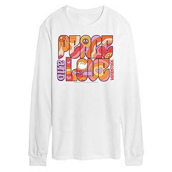 Men's Woodstock Peace And Love Long Sleeve Graphic Tee