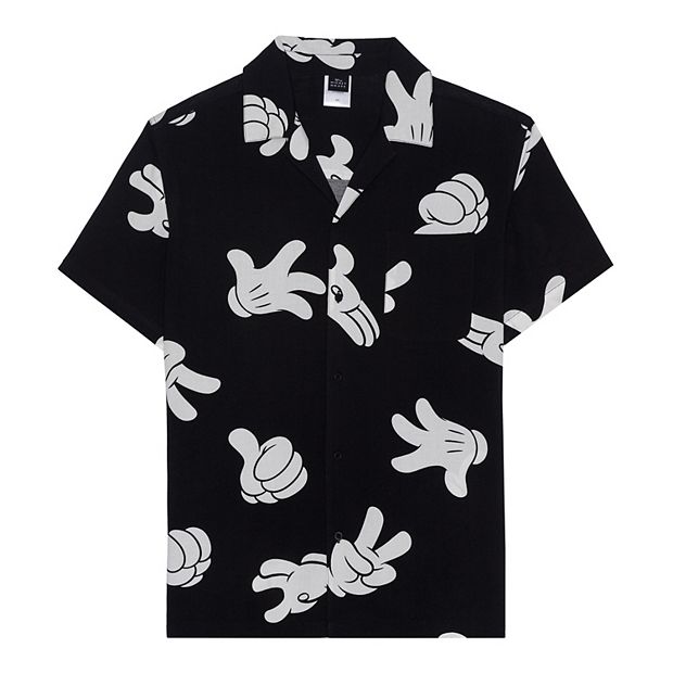 Disney Mickey Men's Oversized Faces Graphic Button Up Shirt, Size S-3XL 