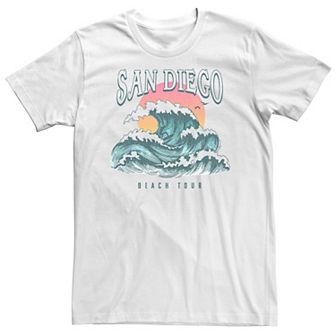 Big & Tall San Diego Beach Wave Surf Tour Graphic Tee