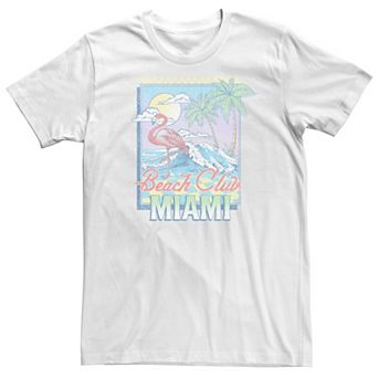 Big & Tall Flamingo Beach Club Miami Stamp Graphic Tee