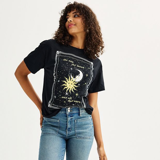 Juniors' Sun, Moon, Stars Graphic Tee