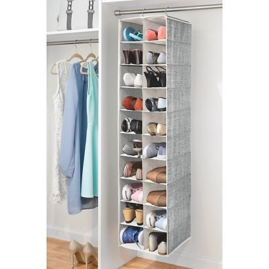 mDesign Aldo 20 Compartment Over Rod Closet Hanging Shoe Organizer