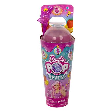 Barbie® Pop Reveal Fruit Series Strawberry Lemonade Pink-Streaked Blonde Hair, Blue Eyes Barbie Doll & 8 Surprises