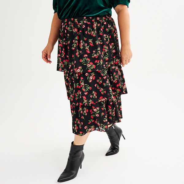 Plus Size Draper James Tiered Midi Skirt
