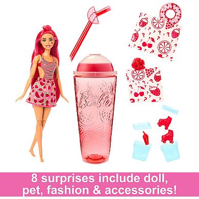 Barbie® Pop Reveal Fruit Series Watermelon Crush Pink-Streaked Red Hair, Brown Eyes Barbie Doll & 8 Surprises