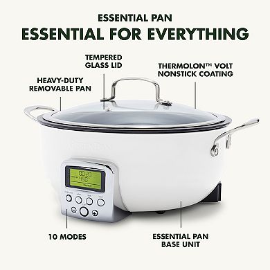 GreenPan Elite Essential Smart Electric PFAS-Free Nonstick Ceramic 6-qt. Skillet