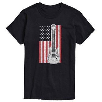 Big & Tall USA Flag Guitar Graphic Tee