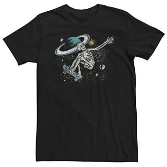 Big & Tall Trendy Celestial Skateboarding Skeleton Graphic Tee