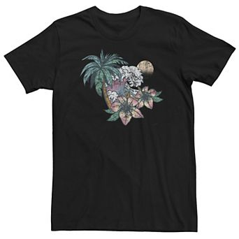 Big & Tall Nature Elements Palms The Moon Sea & Flowers Graphic Tee