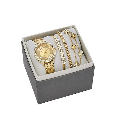Women's Relic by Fossil Pave Gold Watch & Bracelet Set