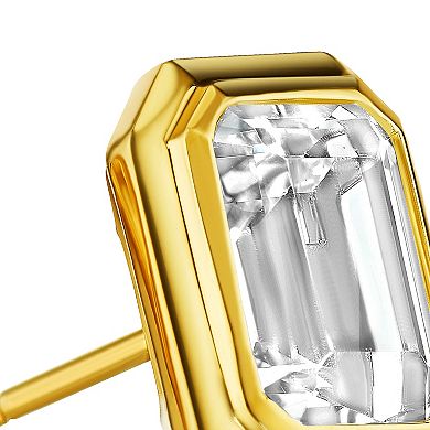 Sterling Silver White Topaz Deco Stud Earrings