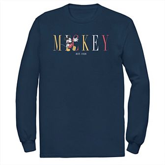 Disney's Mickey Mouse Big & Tall Waving Colorful Letters Long Sleeve