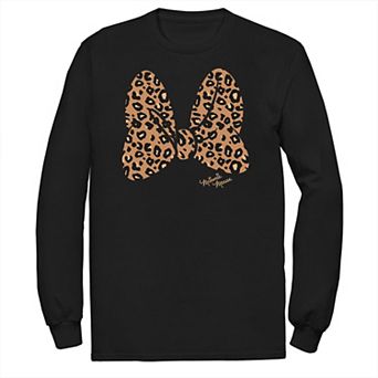 Disney's Minnie Mouse Big & Tall Leopard Print Bow Long Sleeve Graphic Tee