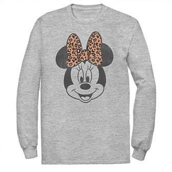 Disney's Minnie Mouse Big & Tall Leopard Print Bow Portrait Long Sleeve Graphic Tee