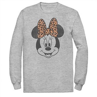Disney's Minnie Mouse Big & Tall Leopard Print Bow Portrait Long Sleeve Graphic Tee