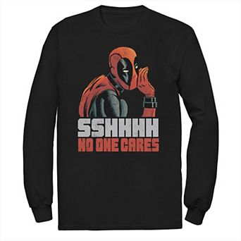 Big & Tall Deadpool Shhh, No One Cares Poster Long Sleeve Graphic Tee