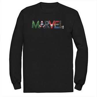 Big & Tall Marvel Logo Avengers Elements Long Sleeve Graphic Tee