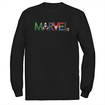Big & Tall Marvel Logo Avengers Elements Long Sleeve Graphic Tee