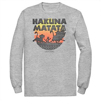 Disney's Lion King Big & Tall Hakuna Matata Sunset Simba Timon & Pumbaa Long Sleeve Graphic Tee