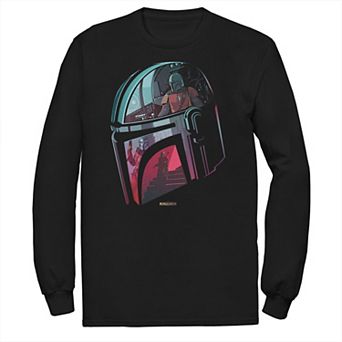 Big & Tall The Mandalorian Helmet Reflection Long Sleeve Graphic Tee