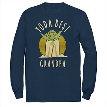 Big & Tall Star Wars Yoda Best Grandpa Cartoon Yoda Long Sleeve Graphic Tee