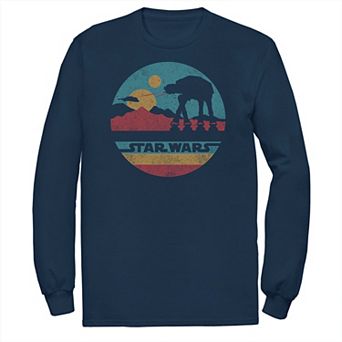 Big & Tall Star Wars AT-AT Walkers Silhouette Circle Logo Long Sleeve Graphic Tee