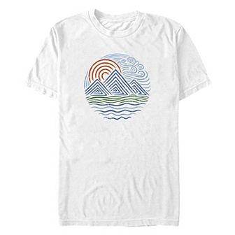 Big & Tall Sunset And Mountain Waves Design Graphic Tee