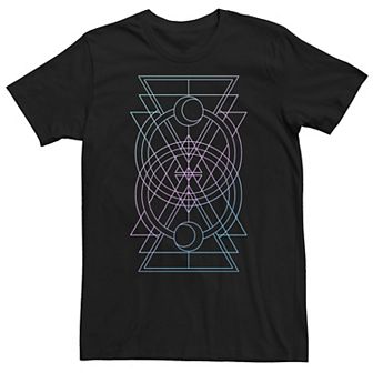 Big & Tall Geometric Shapes Purple To Blue Gradient Graphic Tee