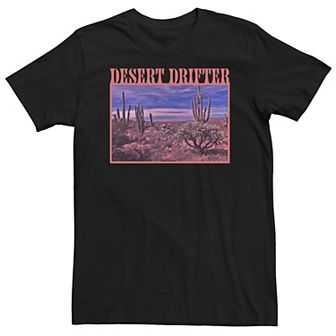 Big & Tall Desert Drifter Cactus Sunset Scene Graphic Tee