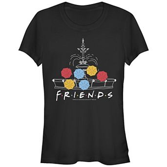 Juniors' Friends Umbrella Fountain Outline Fitted Graphic Tee