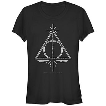 Juniors' Harry Potter Deathly Hallows Symbol Line Art Fitted Graphic Tee
