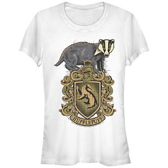 Juniors' Harry Potter Hufflepuff Badger Crest Fitted Graphic Tee