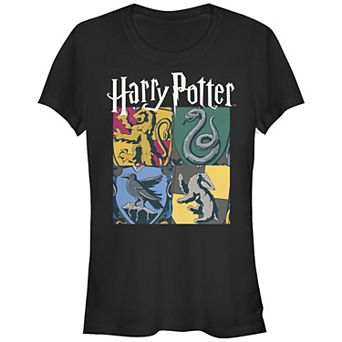 Juniors' Harry Potter Hogwarts Houses Vintage Collage Fitted Graphic Tee