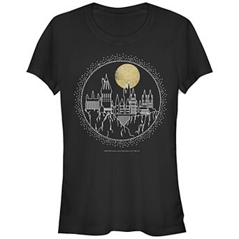 Juniors' Harry Potter Hogwarts Line Art Fitted Graphic Tee
