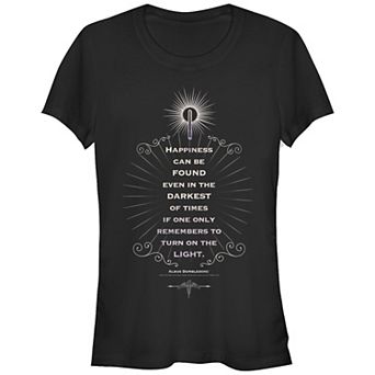 Juniors' Harry Potter Dumbledore Happiness Can Be Found Fitted Graphic Tee