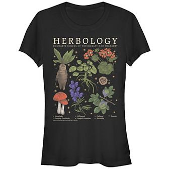 Juniors' Harry Potter Herbology Herb Reference Grid Fitted Graphic Tee