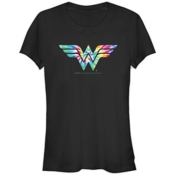 Juniors' DC Comics Wonder Woman Tie Dye Logo Fitted Graphic Tee