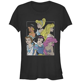 Disney Princesses Juniors' Distressed Box Fitted Graphic Tee