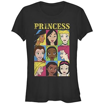 Disney Princesses Juniors' Nine Distressed Boxes Fitted Graphic Tee