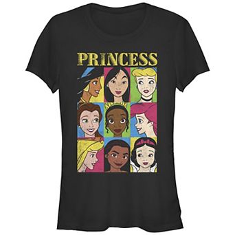Disney Princesses Juniors' Nine Distressed Boxes Fitted Graphic Tee
