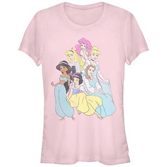 Disney Princess Ariel, Aurora, Cinderella, Jasmine, Snow White & Belle Juniors' Group Shot Fitted Graphic Tee