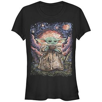 Juniors' Star Wars The Child Starry Night Fitted Graphic Tee