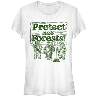 Juniors' Star Wars Ewoks Protect Our Forests Camp Fitted Graphic Tee