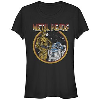 Juniors' Star Wars Metal Head Droids Fitted Graphic Tee