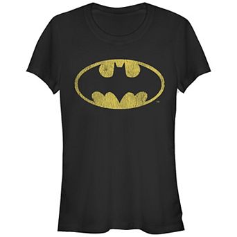Juniors' DC Comics Batman Distressed Classic Logo Fitted Graphic Tee