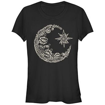 Juniors' Chin Up Crescent Moon Fitted Tee