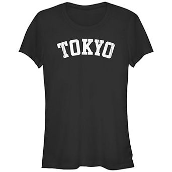 Juniors' Tokyo Distressed Graphic Fitted Tee
